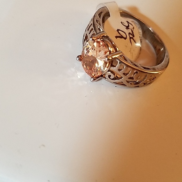 Citrine Rhinestone Gold Tone Ring Size 9 - Picture 1 of 1